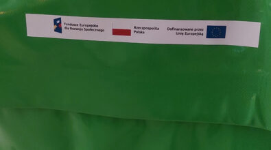 Zielona torba, oraz logotypy.