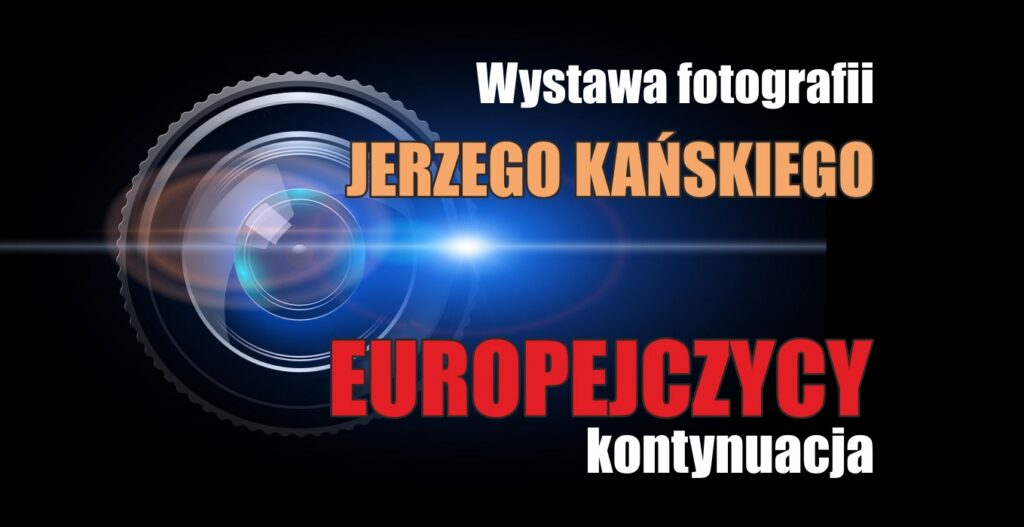 Na grafice znajduje się plakat zapowiadający wystawę fotografii Jerzy Kański zatytułowaną „Europejczycy – kontynuacja”. W górnej części plakatu widoczny jest motyw obiektywu aparatu fotograficznego oraz tytuł wydarzenia. W dolnej części umieszczono przykładowe fotografie w czerni i bieli przedstawiające sceny z życia codziennego mieszkańców europejskich miast. Na plakacie podano także termin prezentacji wystawy: od 2 do 27 marca 2026 roku w Mediatece 800-lecia w Piotrkowie Trybunalskim. W dolnej części grafiki znajdują się logotypy instytucji organizujących wydarzenie.