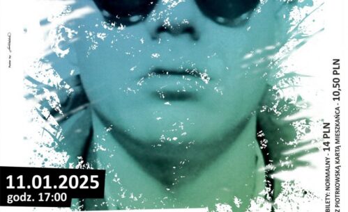 Plakat promujący wydarzenie „Andy Warhol: Amerykański sen”. Dominującym elementem jest stylizowana grafika przedstawiająca twarz Andy’ego Warhola w okularach przeciwsłonecznych, w kolorach turkusowo-białych z efektami farby rozpryskanej w tle. Na środku widnieje tytuł filmu w języku polskim: „Andy Warhol: Amerykański sen”, napisany dużą czcionką w kolorze różowym i białym.