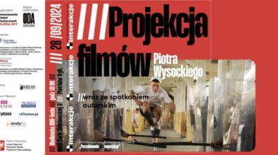 Plakat promujący projekcje filmów Piotra Wysockiego wraz ze spotkaniem autorskim w ramach XXIV Międzynarodowego Festiwalu Sztuki Interakcji. Kino PIKSEL. 28.09.2024 godz. 16.00.