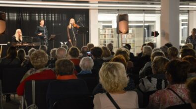 Zdjęcie ukazujące znaczną część publiczności. W tle widać scenę z występującymi artystkami.