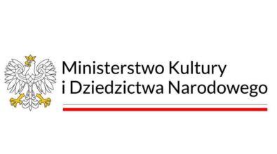 Logo Ministerstwa Kultury i Dziedzictwa Narodowego na białym tle z biało-żółtym orłem i flagą Polski.