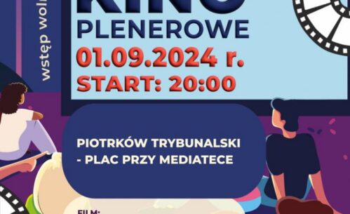 Plakat informujący, że 1 września (niedziela) o godz. 20:00 w kinie plenerowym amerykański komediodramat “Green Book” w reżyserii Petera Farrelly’ego. Przyjdź i spędź wieczór pod gwiazdami, oglądając wyjątkowy film w miłej atmosferze. Plac przy Mediatece 800-lecia. Wstęp wolny! Do zobaczenia!