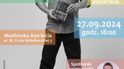 Plakat promujący spotkanie autorskie z Robertem Małeckim, które poprowadzi Marcin Cecotka dnia 27.09.2024 o godz. 18:00