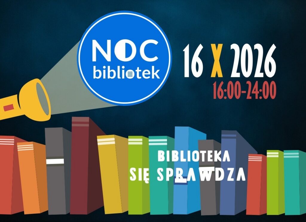 grafika promująca Noc Bibliotek w Mediatece