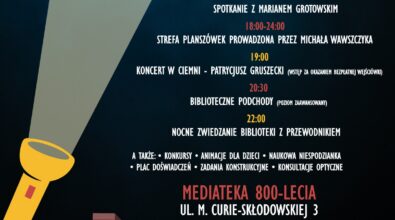 plakat promujący noc bibliotek w Mediatece